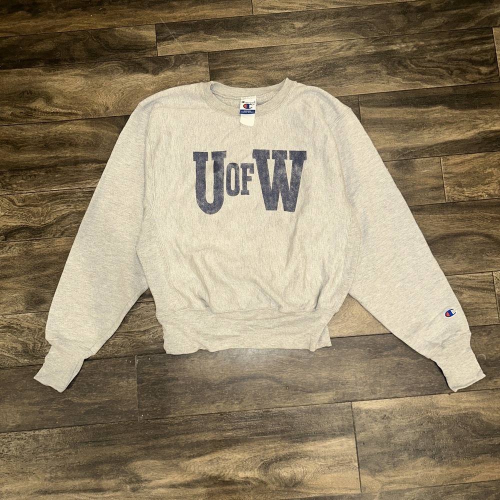 Vintage Champion Reverse Weave Sweatshirt University of Washington Men's M Grey